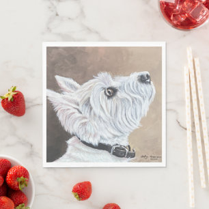 Westie Looking Up Profile B Napkin