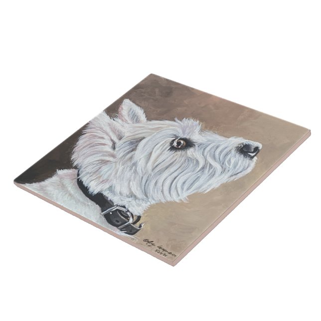 Westie Looking Up Profile B Tile (Side)