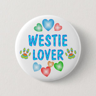 WESTIE LOVER 6 CM ROUND BADGE