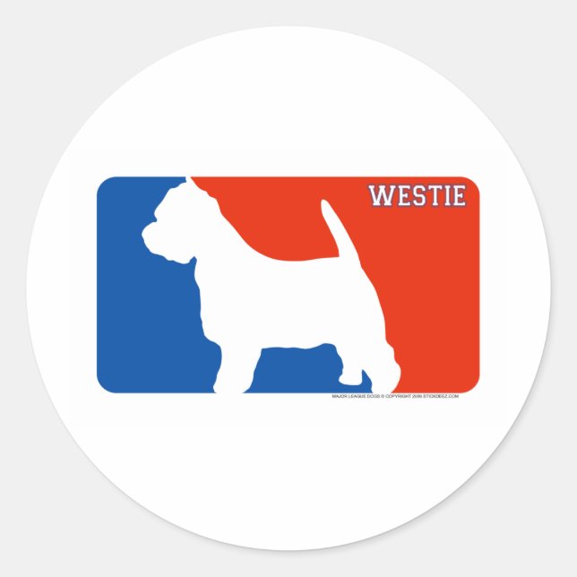Westie Major League Dog Sticker (Front)