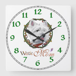 Westie Mother's Day Square Wall Clock