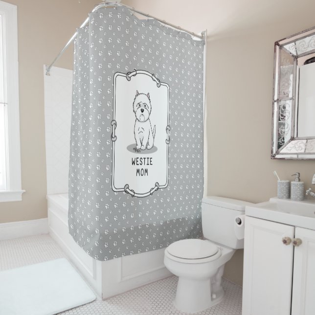 Westie Mum - West Highland White Terrier Mum Shower Curtain (In Situ)