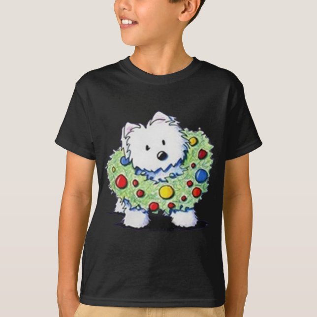 Westie Mum West Highland White Terrier Xmas Light  T-Shirt (Front)