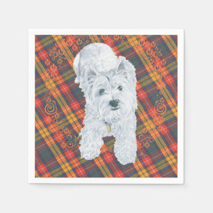 Westie on Tartan Napkin