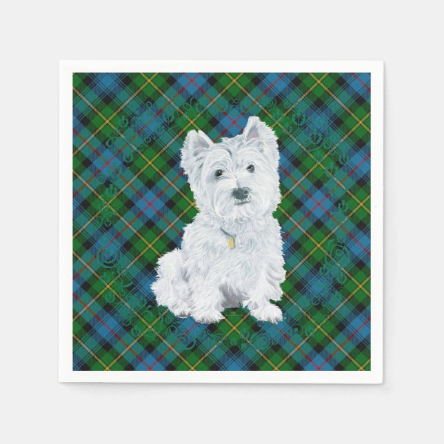 Westie on Tartan Napkin (Front)