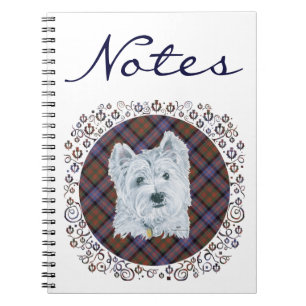 Westie on Tartan Notebook