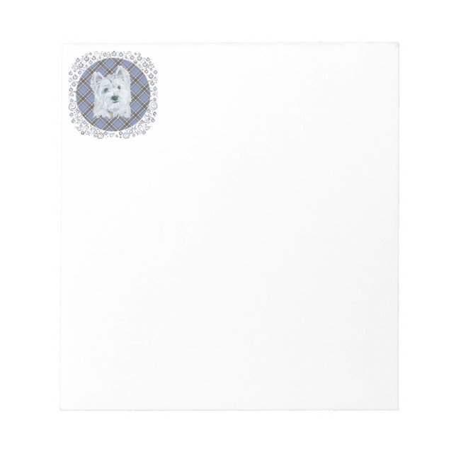 Westie on Tartan Notepad (Front)