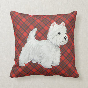 Westie on Tartan PILLOW