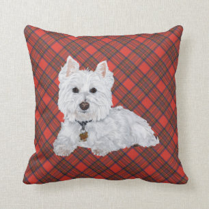 Westie on Tartan PILLOW