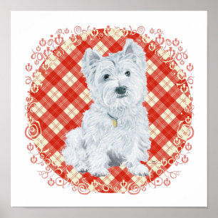 Westie on Tartan Poster