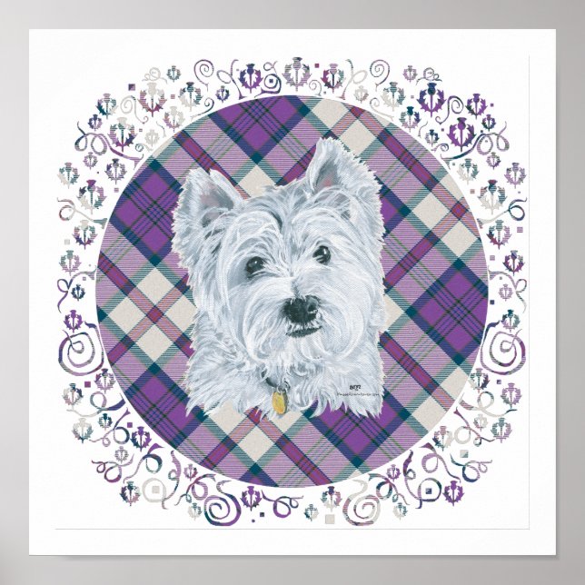 Westie on Tartan Poster (Front)