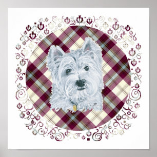 Westie on Tartan Poster