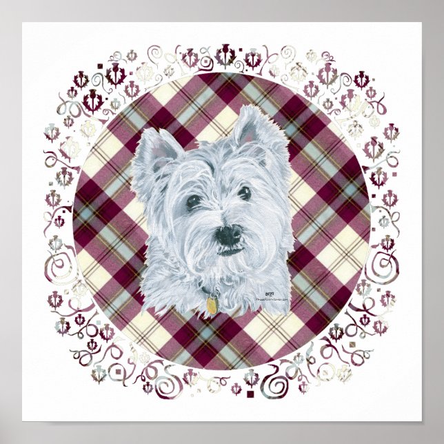 Westie on Tartan Poster (Front)