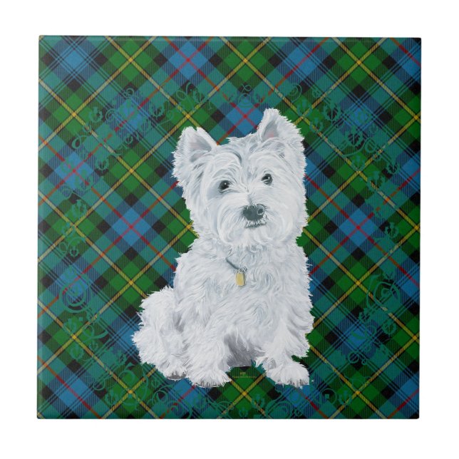 Westie on Tartan Tile (Front)