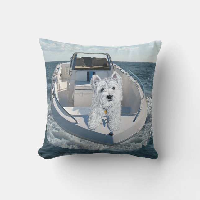 Westie on the Boat PILLOW (Front)