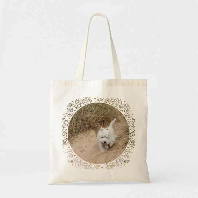 Westie on the Sand Dunes Tote Bag (Front)
