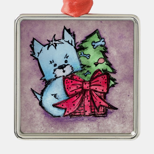 Westie Ornaments - Gifts and X-mas Tree - Violet (Front)