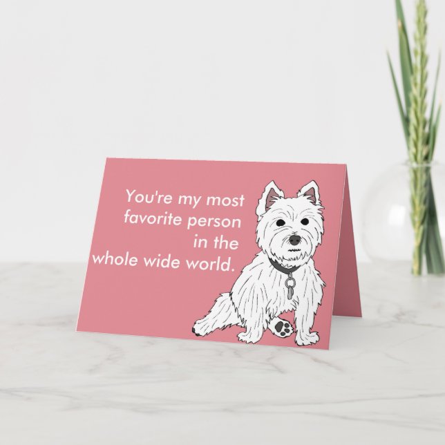 Westie Pink Wuv You Valentine Card (Front)