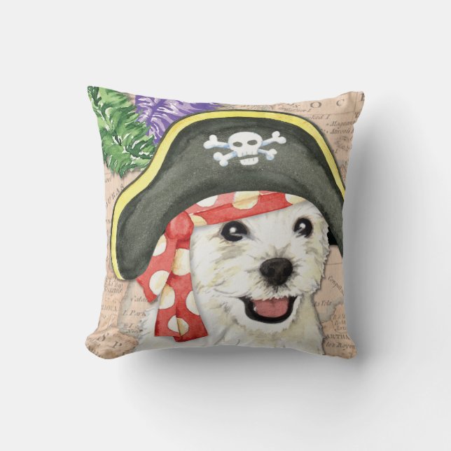 Westie Pirate Cushion (Front)