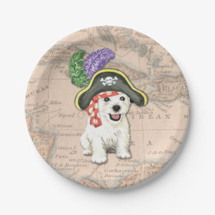 Westie Pirate Paper Plate