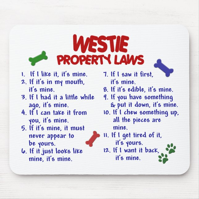 WESTIE Property Laws 2 Mouse Mat (Front)
