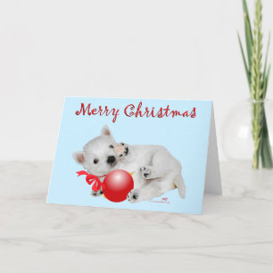 Westie Puppy Christmas Playtime Holiday Card