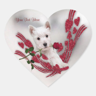 Westie Puppy Customisable Valentine Stickers
