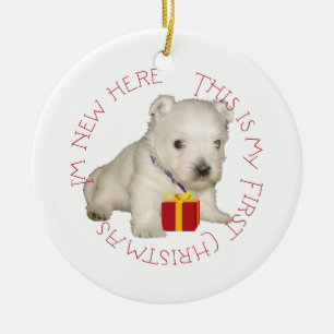 Westie Puppy First Christmas Ceramic Tree Decoration