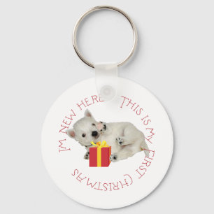 Westie Puppy First Christmas Key Ring