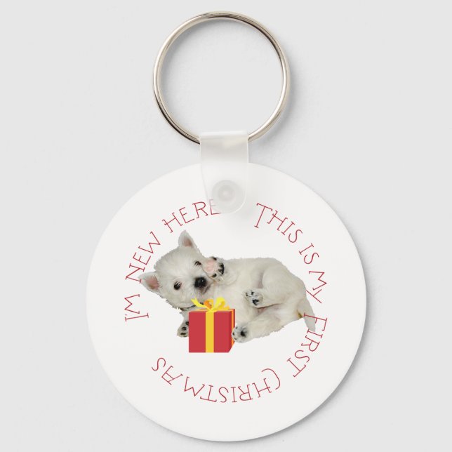 Westie Puppy First Christmas Key Ring (Front)