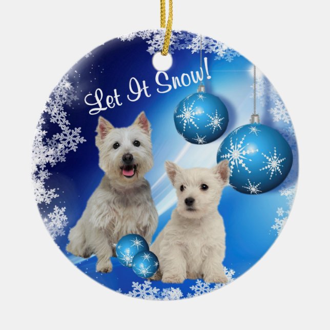 Westie Puppy Let It Snow! Ornament (Front)