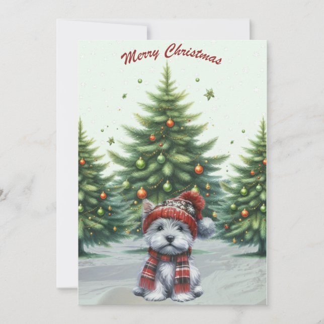 Westie Puppy Merry Christmas Card (Front)