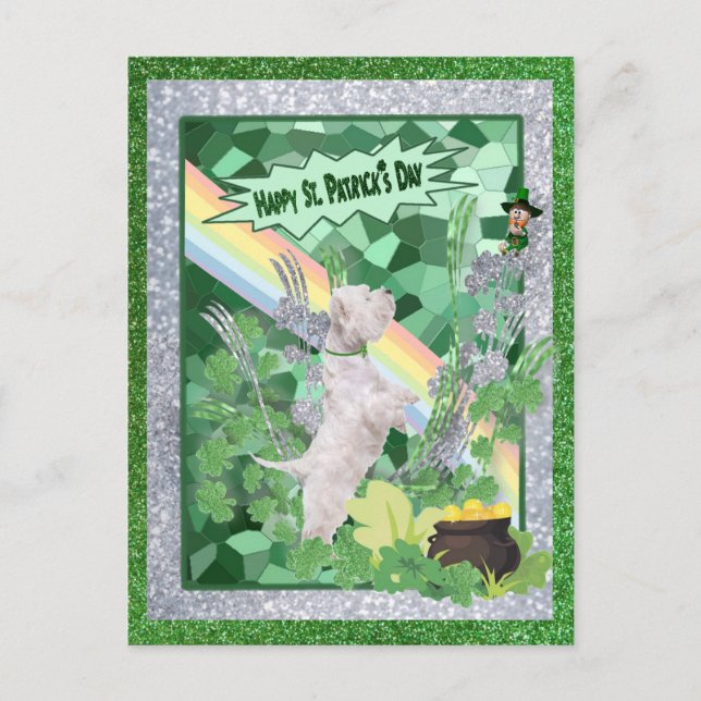 Westie Puppy Number Two Happy St Patricks Day Postcard (Front)