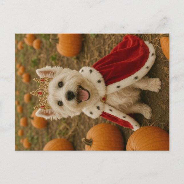 Westie Queen at Halloween Postcard (Front)