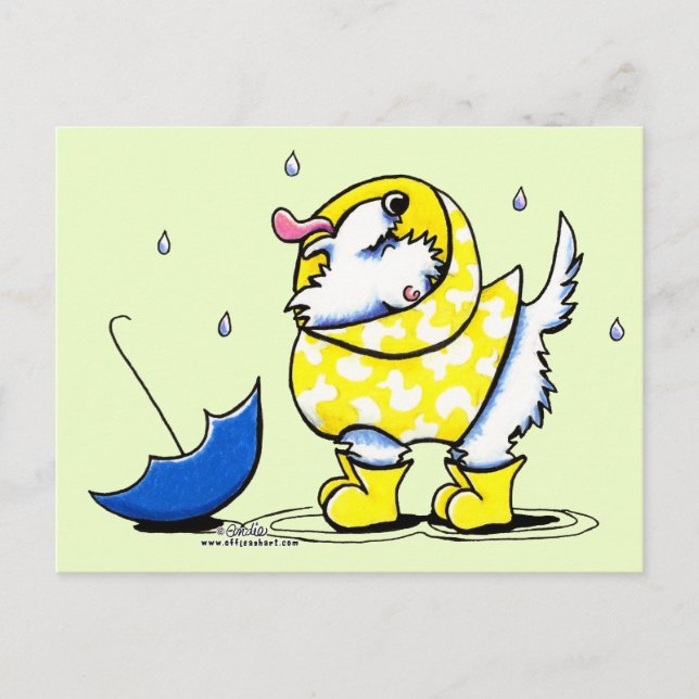 Westie Rainy Day Postcard (Front)