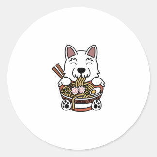 Westie Ramen Noodles Classic Round Sticker