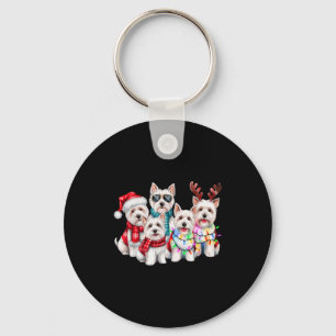 Westie Reindeer Christmas Lights Dog Lover Xmas Pa Key Ring