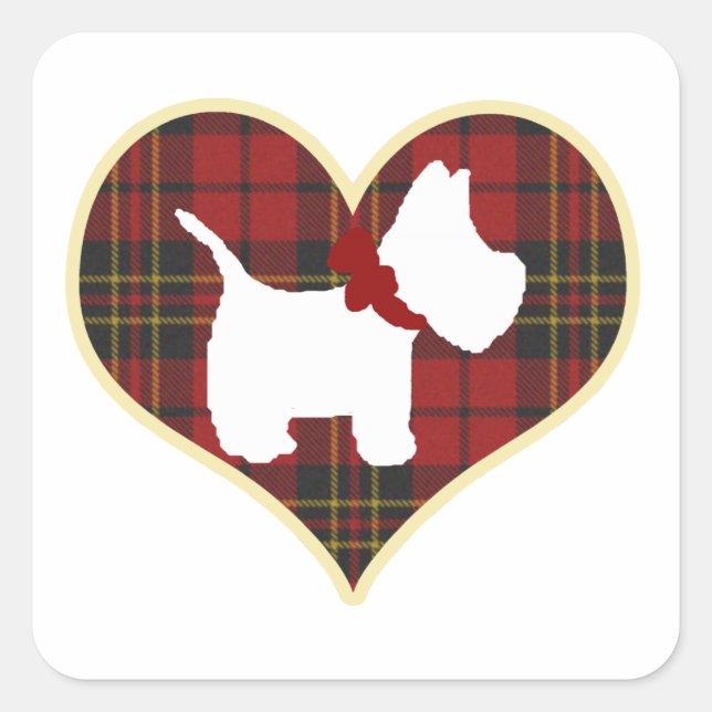 Westie Right Square Sticker (Front)