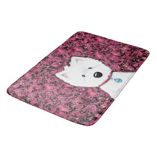 Westie Roses Floral Bath Towel Set Bath Mat