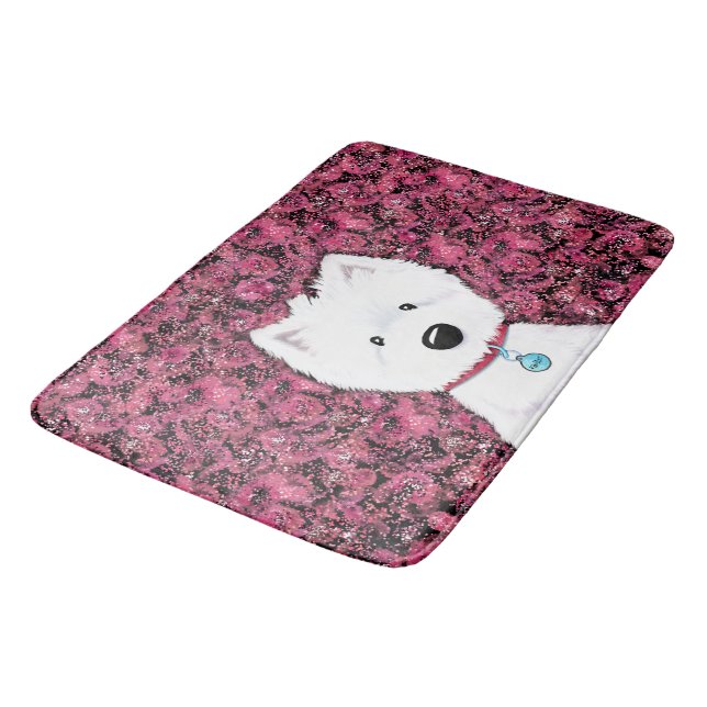 Westie Roses Floral Bath Towel Set Mat (Angled)