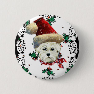 Westie Santa 6 Cm Round Badge