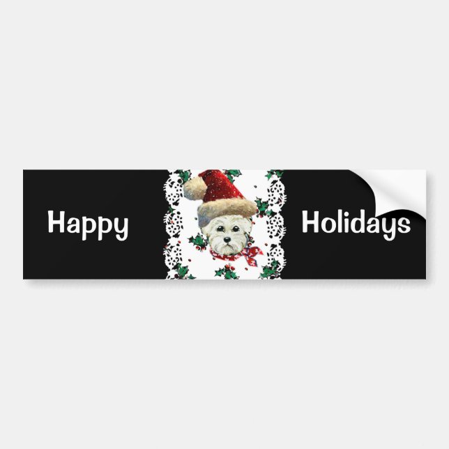 Westie Santa Bumper Sticker (Front)