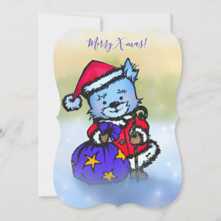 Westie Santa Claus - Merry Christmas! Hand Drawn Holiday Card