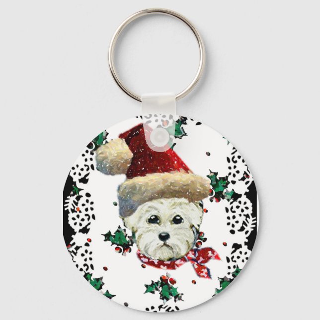 Westie Santa Key Ring (Front)