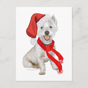 Westie Santa's Helper Holiday Postcard