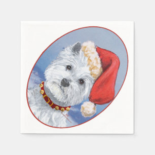 Westie Santas Helper Napkin