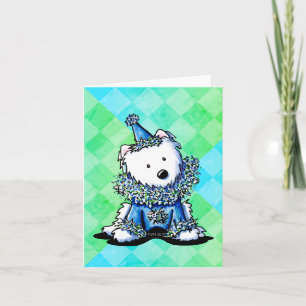 Westie Satin Blue Circus Clown Card