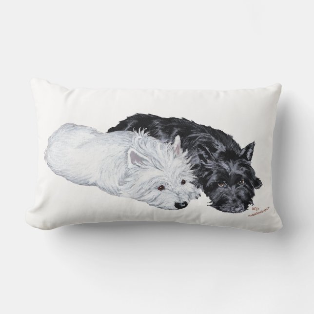Westie & Scottie at Ease Lumbar Cushion (Front)
