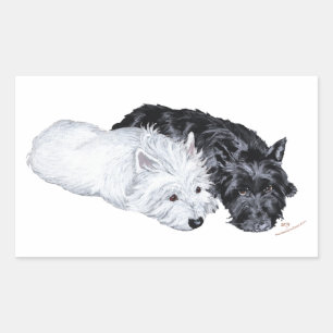 Westie & Scottie at Ease Rectangular Sticker