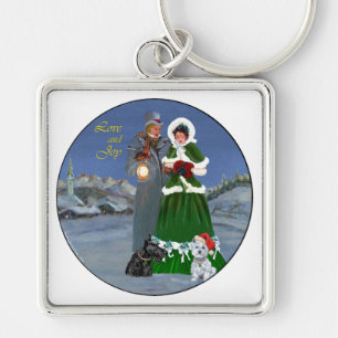 Westie & Scottie Christmas Carols Key Ring